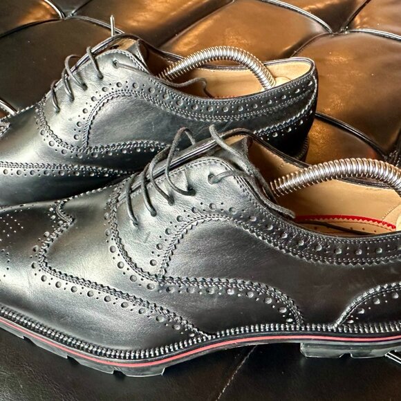 Black Christian Louboutin College Wingtip Brogue Leather Derby Shoes - Picture 8 of 8